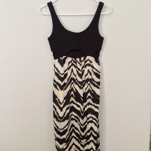 Aqua maxi zebra print dress w cutouts and slits
